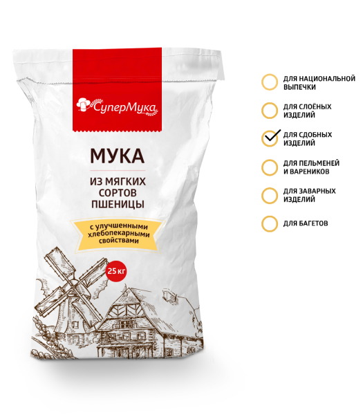 Мука СУПЕРМУКА в/с для сдобных изделий 25кг